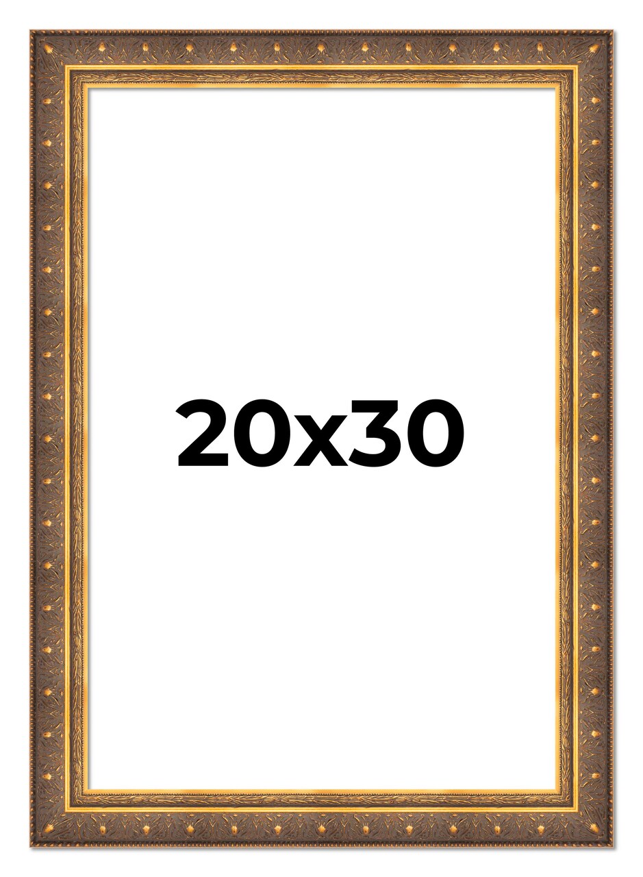 20x30 Museum Gold Picture Frame - UV Acrylic, Foam Board Backing, Hanging Hardware